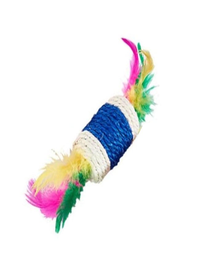 PET FUN Cat Teaser Stick with Feather & Paper Rope Cylinder | Interactive Play Toy LED Spike Ring Chew Toy for Dogs & Puppies | Light-Up Squeaky Interactive Play Toy Combo of 2 - Image 2